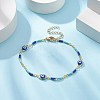 Brass Evil Eye Link Chain Bracelet with Glass Beaded for Women BJEW-JB09385-4