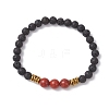 Natural & Synthetic Gemstone Round Beaded Stretch Bracelets for Men Women BJEW-JB12263-3