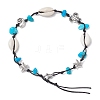 Beach Starfish Turtle Synthetic Turquoise & Natural Cowrie Shell Beaded Anklets AJEW-AN00687-01-2