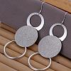 Silver Color Plated Textured Brass Flat Round Dangle Earrings EJEW-BB11931-1