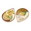 Brass & Transparent Epoxy Resin & Dried Flower Pendants RESI-G133-05G-01-2