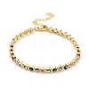 Flat Round with Evil Eye Link Chain Bracelet BJEW-C007-05G-03-1