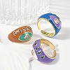 Brass Micro Pave Clear Cubic Zirconia Enamel Cuff Rings RJEW-L113-040G-3