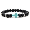 Synthetic Turquoise Cross Stretch Bracelet PW-WG79517-05-1