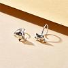 925 Sterling Silver Cute Cat Stud Earrings Half Huggie Hoop Earrings Zircon Stud Earrings Lovely Animal Ear Jewelry Gift for Women JE1069A-3