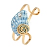 Shell Shape 304 Stainless Steel Enamel Cuff Bangles for Women BJEW-A049-04A-G-4
