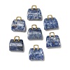 Natural Blue Spot Jasper Brass Pendants KK-E274-01G-19-1