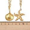 Bohemian Styles 304 Stainless Steel Starfish and Shell Shape Pendant Double Layer Necklaces for Women NJEW-F343-01G-5
