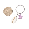 Synthetical Turquoise & Natural Mixed Cowrie Shell Keychains KEYC-JKC01344-3
