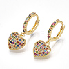 Brass Cubic Zirconia Dangle Hoop Earrings EJEW-S201-125-1