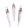 Natural Quartz Crystal Brass Pointed Pendants G-B025-02P-04-1