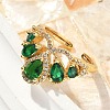 Brass Micro Pave Cubic Zirconia Adjustable Cuff Rings RJEW-C131-02G-3