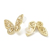 Rack Plating Butterfly Brass Micro Pave Clear Cubic Zirconia Stud Earrings EJEW-H014-09G-2