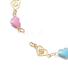 304 Stainless Steel Enamel Colorful Heart Link Chain Bracelet Making AJEW-JB01304-2