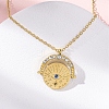 304 Stainless Steel Crystal Rhinestone Coin Evil Eye Pendant Necklaces for Women NJEW-U032-04G-2