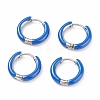 Two Tone 304 Stainless Steel Chunky Huggie Hoop Earrings with Enamel for Women EJEW-C043-11-P-2