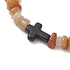 Natural Red Aventurine Chips Stretch Bracelets for Women Men BJEW-JB11341-02-3