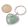 Natural Green Aventurine & Brass Heart Pendant Keychains KEYC-JKC00658-01-3