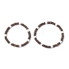2Pcs 2 Styles Natural Coconut & White Shell Flat Round Beads Stretch Bracelets for Men Women BJEW-JB12460-2
