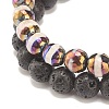 2Pcs 2 Style Natural Lava Rock & Agate Round Beaded Stretch Bracelets Set BJEW-JB08318-6