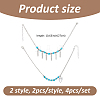 4Pcs 2 Styles Heart Wing Zinc Alloy Charm with Synthetic Turquoise Beads Boot Strap Chains BJEW-FH00002-2