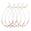 Valentine's Day 304 Stainless Steel Heart Pendant Glass Seed Beaded Necklaces for Women NJEW-MZ00146-2