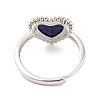 Heart Natural Lapis Lazuli Adjustable Rings RJEW-Q817-05P-02-3