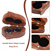 Portable Walnut Wooden Couple Ring Boxes OBOX-WH0015-03-4