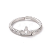 Clear Cubic Zirconia Hollow Out Crown Open Cuff Ring RJEW-H127-10P-2