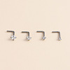 316 Surgical Stainless Steel Crystal Rhinetone Flat Round L-Shaped Nose Rings WGCD50A-01-4