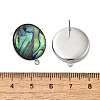 304 Stainless Steel Pave Natural Paua Shell Stud Earring Findings STAS-Z125-09P-3