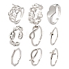 9Pcs 9 Style Brass Cuff Rings RJEW-LS0001-08P-1