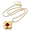 Cross with Heart 304 Stainless Steel Cubic Zirconia Pendant Necklaces NJEW-H070-01G-01-4