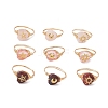 Brass & Cherry Quartz Rose Quartz Natural Red Rainbow Jasper Finger Rings for Women RJEW-JR00872-2