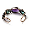 Natural Turquoise & Amethyst Open Cuff Bangle G-D468-07R-3