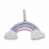 Rack Plating Brass Micro Pave Colorful Cubic Zirconia Pendants KK-M229-07P-1