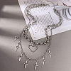 Alloy Hollow Heart and Star Pendant Double Layer Necklaces for Women WG6A60D-01-3