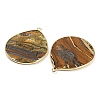 Natural Tiger Eye Pendants G-E526-01H-5