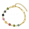 Cube Natural Tourmaline Beads Link Bracelets BJEW-JB13903-01-3