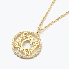 Brass Micro Pave Clear Cubic Zirconia Pendant Necklaces NJEW-J059-01C-1