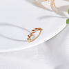 1Pc Brass Micro Pave Cubic Zirconia Cuff Rings for Women RJEW-LP0002-23C-3