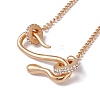 Crystal Rhinestone Snake Pendant Necklace with Alloy Curb Chains for Women NJEW-I118-02KCG-3