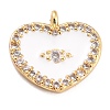 Golden Plated Brass Micro Pave Clear Cubic Zirconia Charms ZIRC-L097-033B-G-1