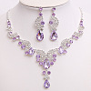 Teardrop & Moon Alloy Rhinestone Pendant Necklace & Stud Dangle Earring FS-WG0A8BD-03-1