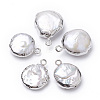 Electroplate Natural Baroque Pearl Keshi Pearl Pendants X-PEAR-Q008-08P-1