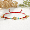 Stainless Steel Cross & Hamsa Hand & Medal Charms Braided Bracelets GU1131-1-2