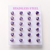 Golden Jewelry 304 Stainless Steel Pave Cubic Zirconia Heart Ear Studs X-EJEW-L096-6mm-06-3