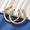 304 Stainless Steel Textured C-Shaped Stud Earrings EJEW-V016-09G-01-3