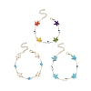 3Pcs 3 Color Glass Evil Eye & Synthetic Turquoise Starfish Link Chain Bracelets Set BJEW-TA00428-1