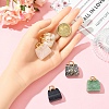 5Pcs 5 Styles Synthetic Blue Goldstone & Natural Cherry Blossom Agate & & Green Aventurine & Rose Quartz & Rhodonite Brass Pendants KK-YW0003-41-6